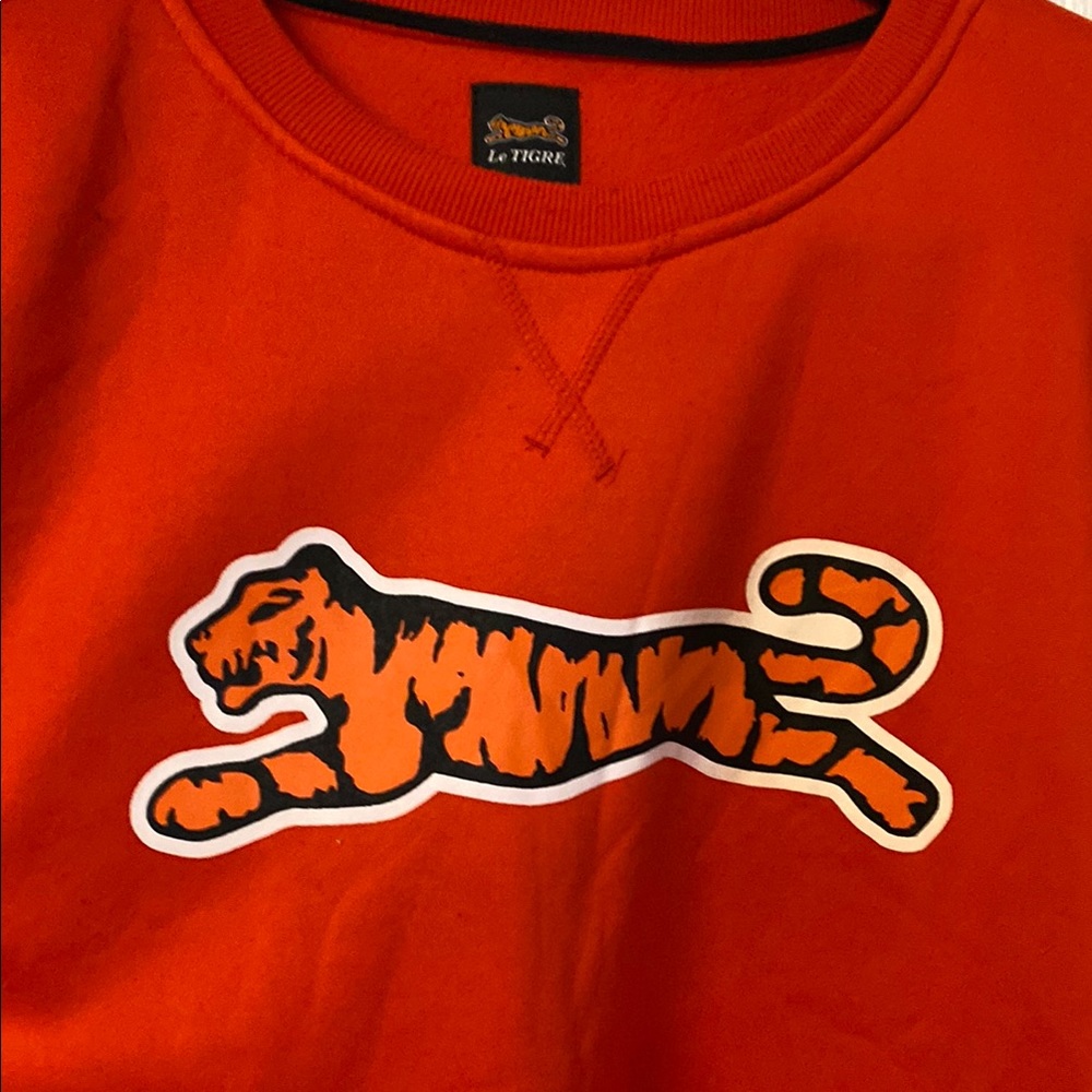 Le Tigre Orange Crewneck Sweater Eye-Catching Design - Picture 2 of 6